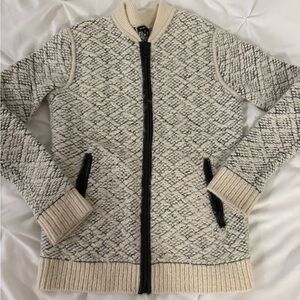 Club Monaco Cream and Black Textured Cardigan